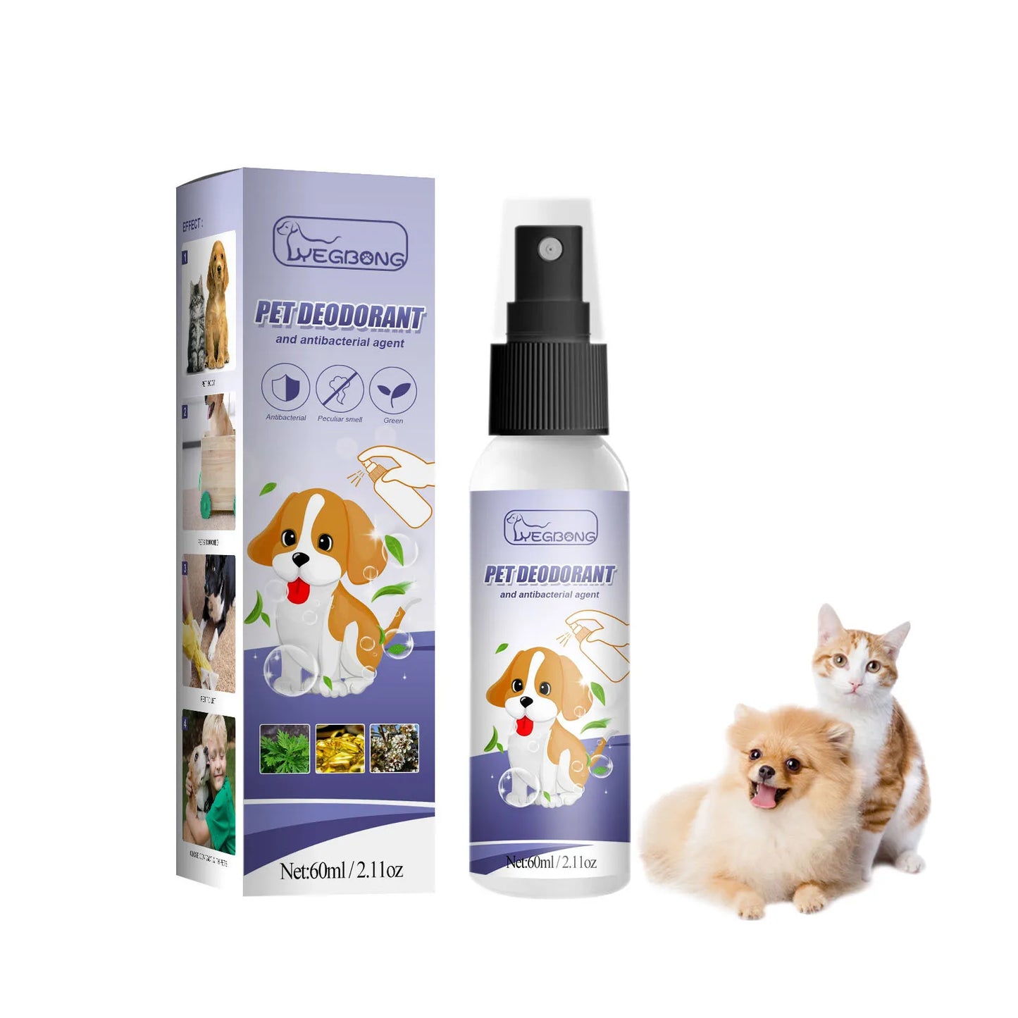 60ML Pet Deodorant Spray Deodorising Odor Liquid Perfume For Dogs Cats Efficientive Grooming Products For Puppy With Gentle Port