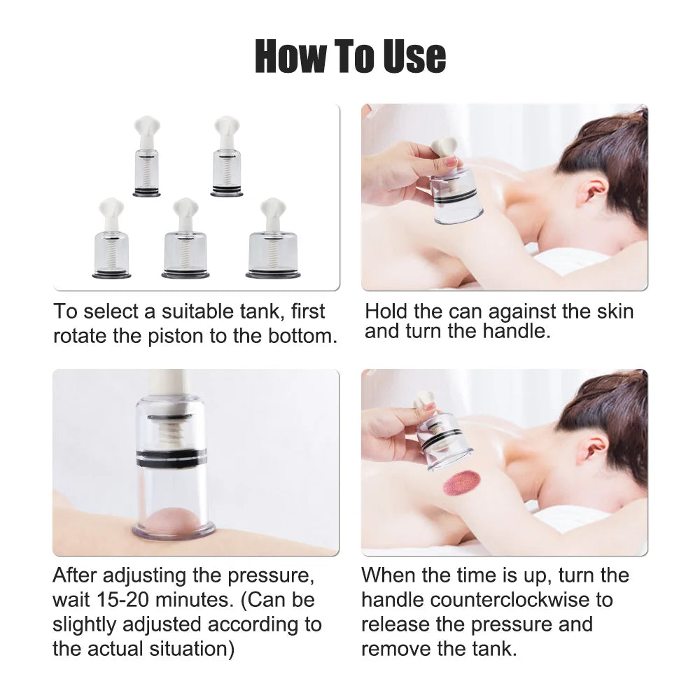 Vacuum Cupping Device Cupping Set Suction Cups Massage Physiotherapy Jars Manual Rotating Cupping Anti Cellulite Massager