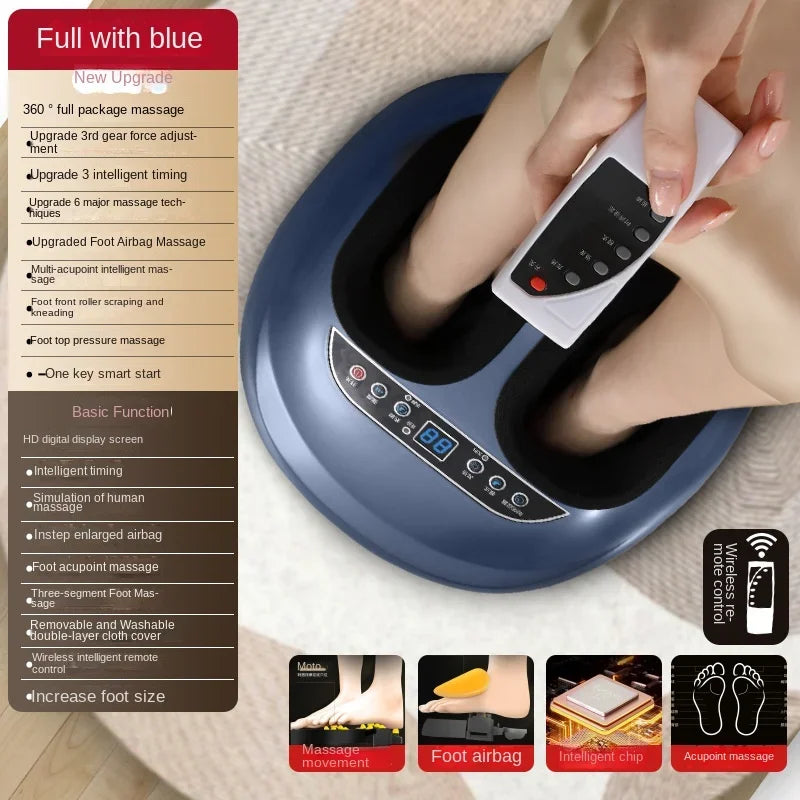 3 Speed Intelligent Timing 6 Large Massage Techniques Airbag Massage 1-button Start High Definition Digital Screen Foot Massager