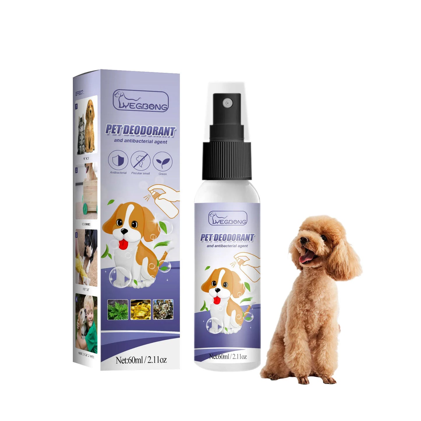 60ML Pet Deodorant Spray Deodorising Odor Liquid Perfume For Dogs Cats Efficientive Grooming Products For Puppy With Gentle Port