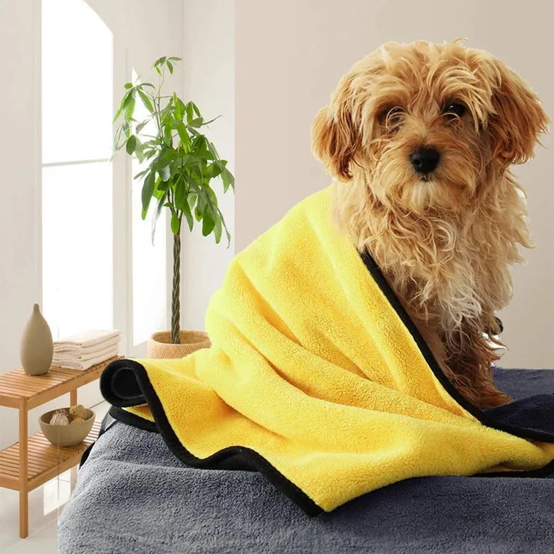 Quick-drying Pet Dog and Cat Towels Soft Fiber Towels Water-absorbent Bath Towel Convenient Pet Shop Cleaning Towel Pet Supplies