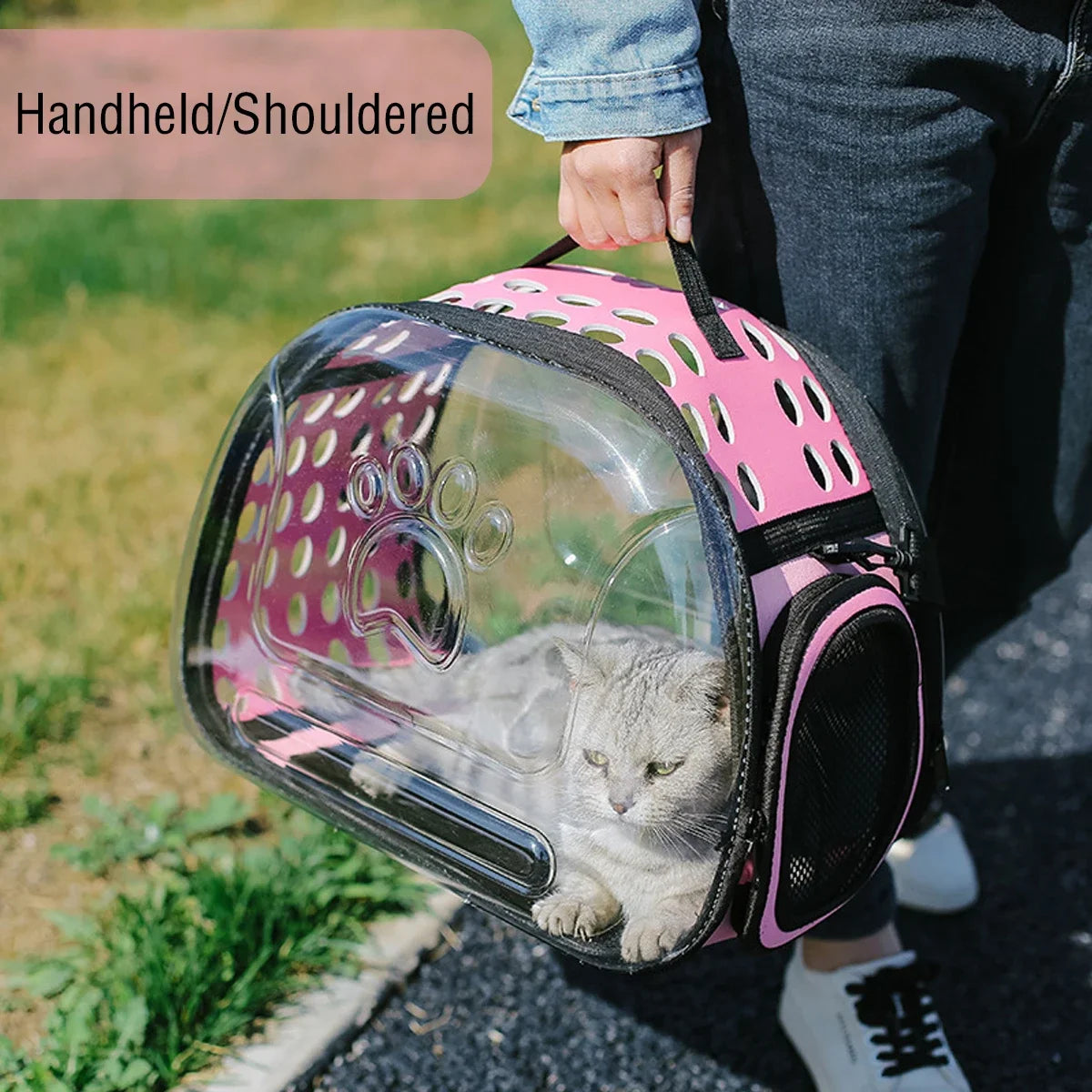 Pet Shoulder Bag Cat Carrier Outdoor Travel Breathable Handbag Puppy & Kitten Capsule Transparent Portable Shoulder Strap Bag