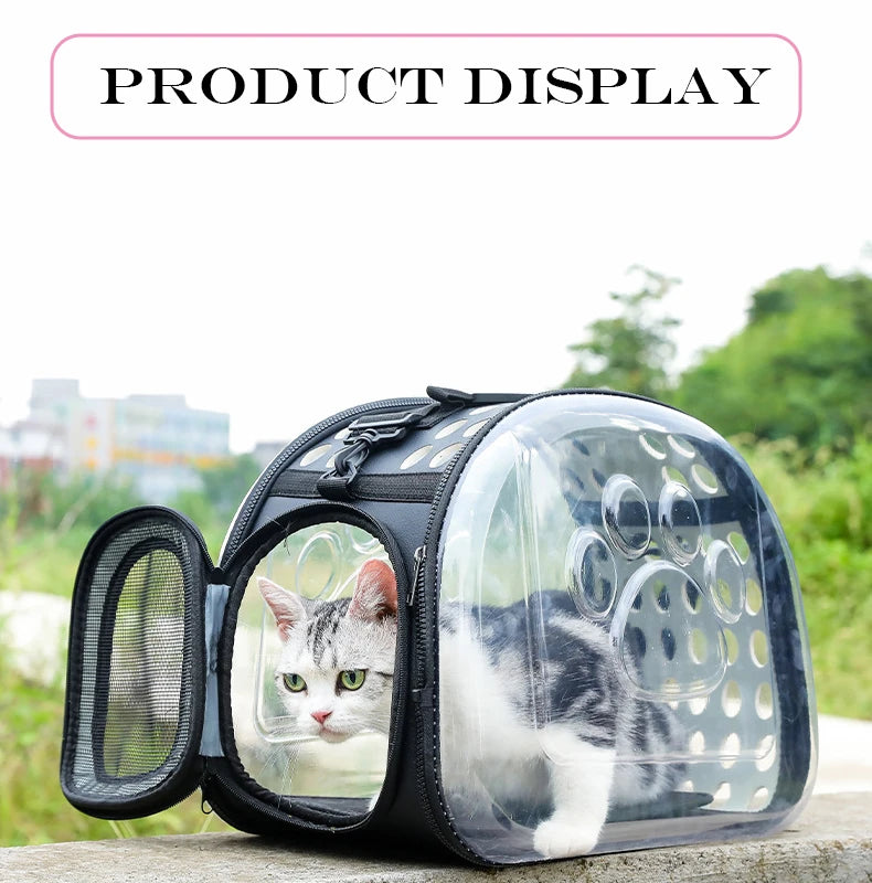 Pet Shoulder Bag Cat Carrier Outdoor Travel Breathable Handbag Puppy & Kitten Capsule Transparent Portable Shoulder Strap Bag