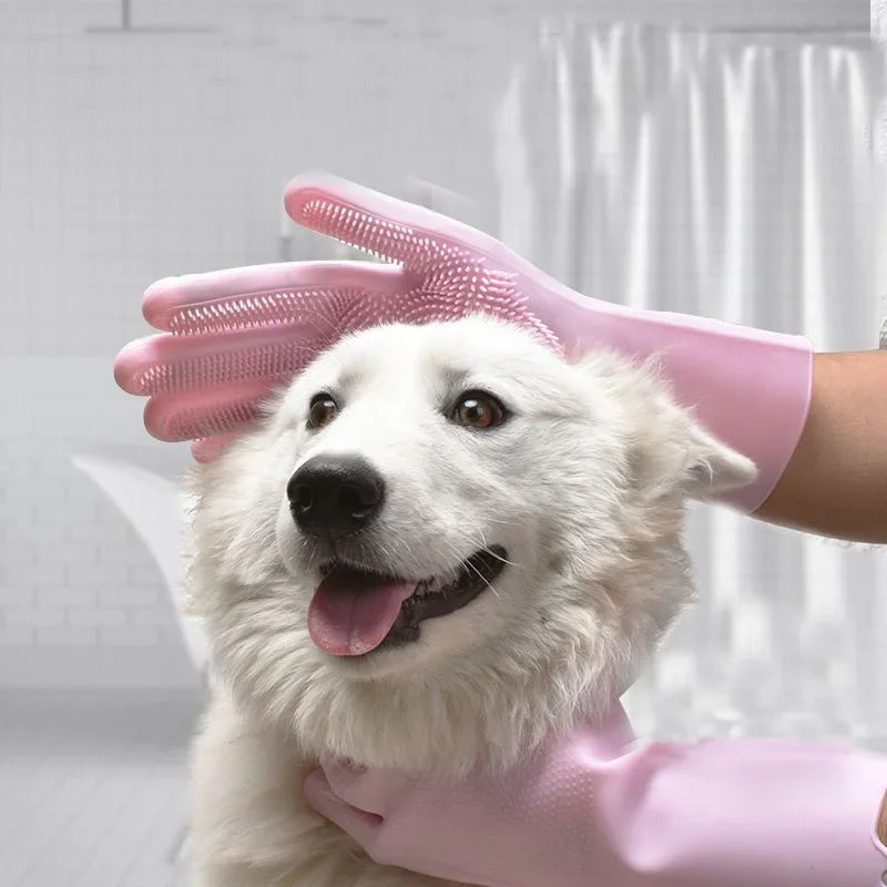 Magic Silicone Body Pet Bathing Gloves for Animal Perfect Bathe Shampoo Dog &Cat Brush Gloves