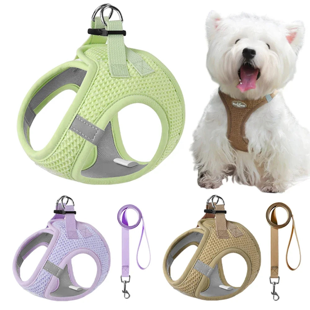 Puppy Harness Vest Escape-Proof Dog Harness and Leash Set for Small Dogs Cats Reflective Kitten Walking Lead Leash Pet Supplies