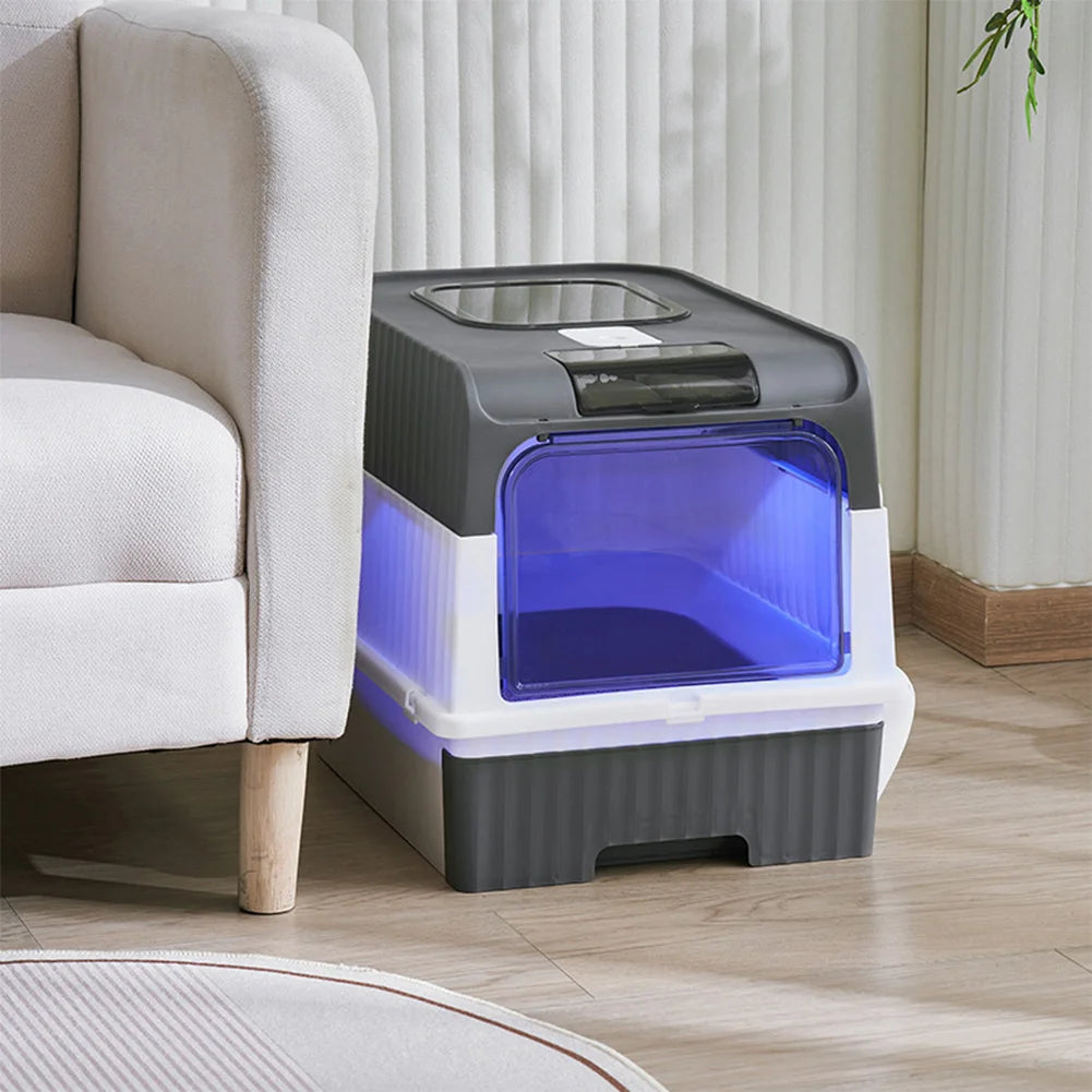 Fully Enclosed Cat Litter Box with UV Sterilization